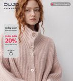  Áo Len Cổ Cao Dáng Rộng – Hồng Phấn Ấm Dịu Như Ánh Sớm 