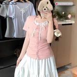  Áo Bèo Ren Nơ Trắng – Nhẹ Nhàng, Xinh Xắn, Cưng Hết Nấc 