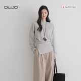  Áo Thun Lệch Vai “Design Minimal” – Kẻ Sọc Xám Trắng Thanh Lịch 