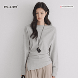  Áo Thun Lệch Vai “Design Minimal” – Kẻ Sọc Xám Trắng Thanh Lịch 