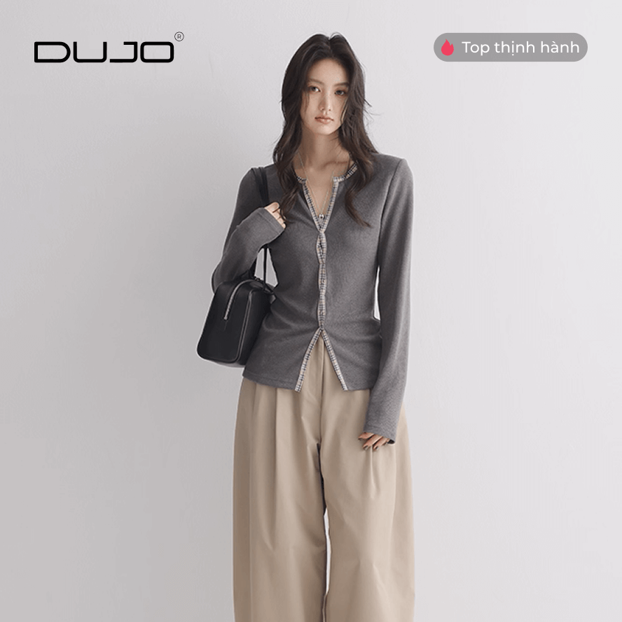  Áo Len V-Cổ Kết Nơ + Họa Tiết Caro – Thanh Lịch & Nữ Tính 