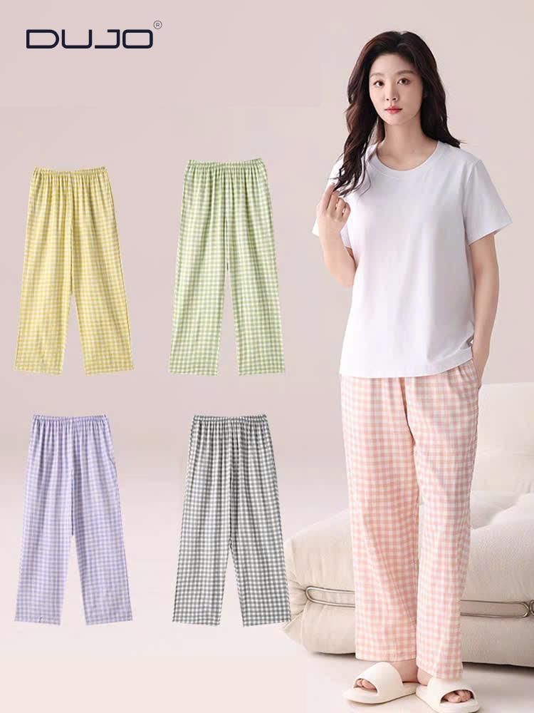  Quần Dài Sọc Caro Nữ DUJO – Dáng Suông Đẹp, Vải Mát, Giá tốt 