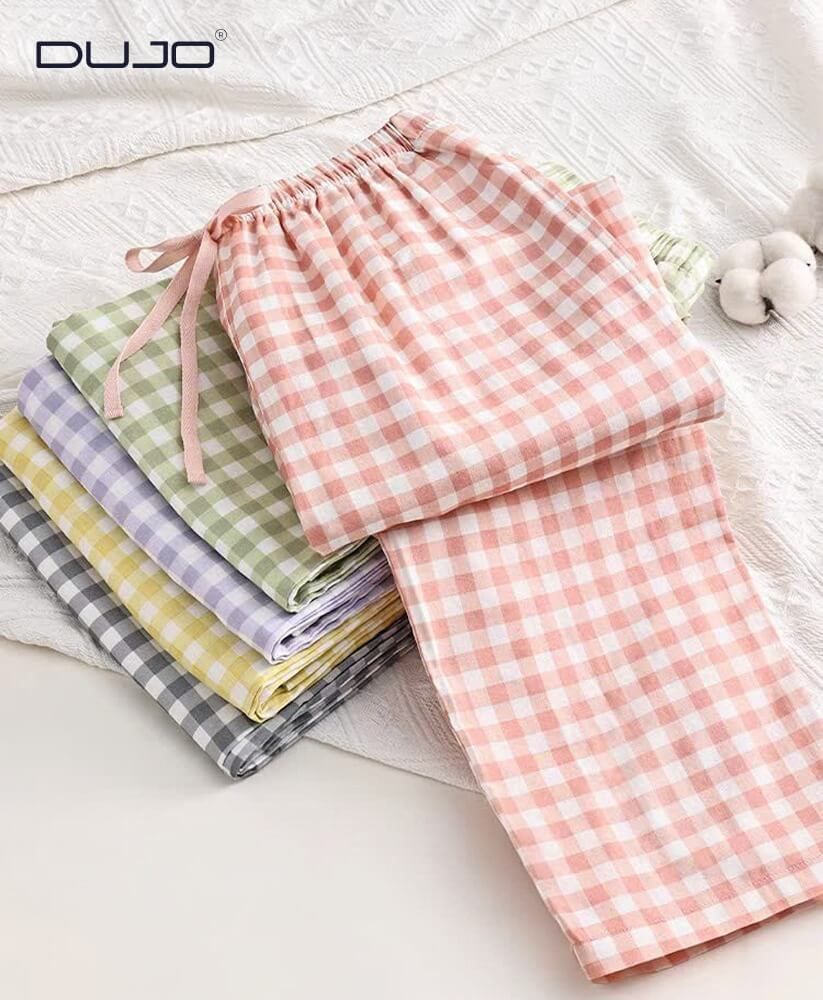  Quần Dài Sọc Caro Nữ DUJO – Dáng Suông Đẹp, Vải Mát, Giá tốt 