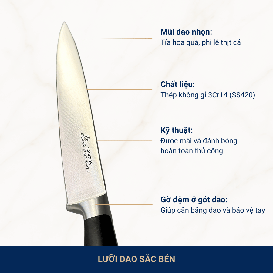  Dao Gọt Hoa Quả Đa Năng Benchusch - Lưỡi Dao 12,5 cm - Dòng Utility - Solution Series 
