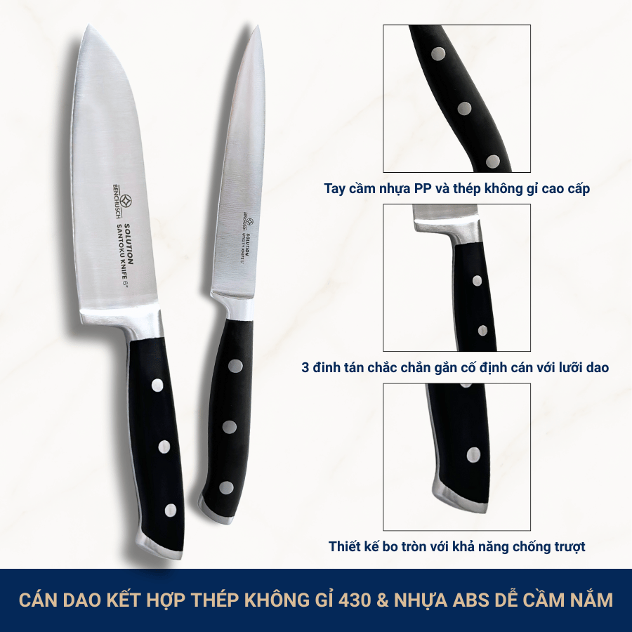  Bộ 02 Dao Nhà Bếp Benchusch Solution Series - Dao Santoku 6 Inch & Dao Gọt 5 Inch 