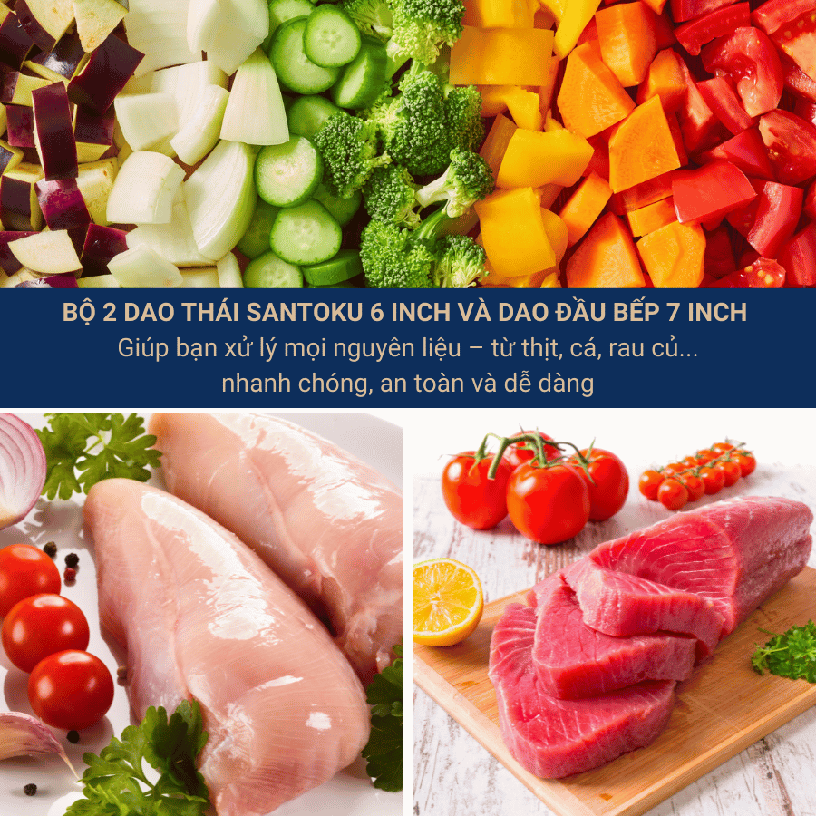  Bộ 02 Dao Nhà Bếp Benchusch Solution Series - Dao Đầu Bếp 7 Inch & Dao Santoku 6 Inch 