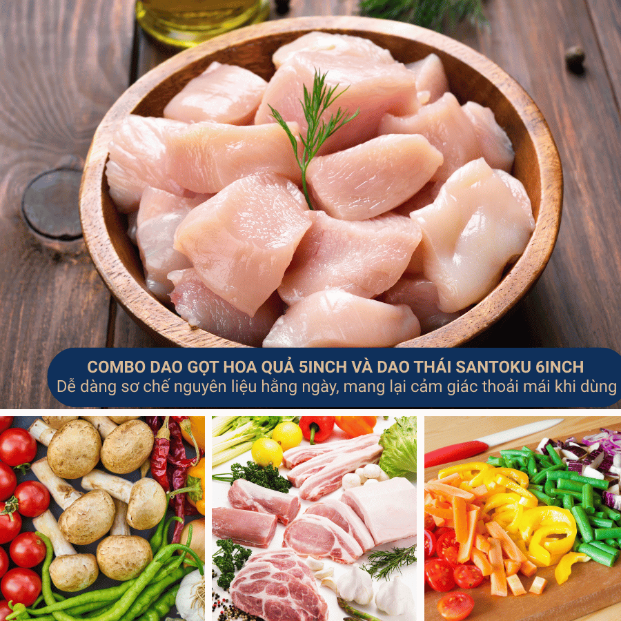  Bộ 02 Dao Nhà Bếp Benchusch Solution Series - Dao Santoku 6 Inch & Dao Gọt 5 Inch 