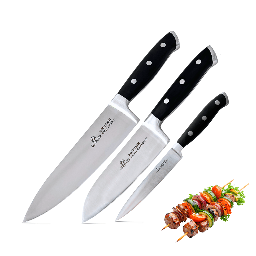  Bộ 03 Dao Nhà Bếp Benchusch Solution Series Cắt Thái Đa Năng - Thép Không Gỉ - Cán Nhựa - Chống Trơn Trượt 