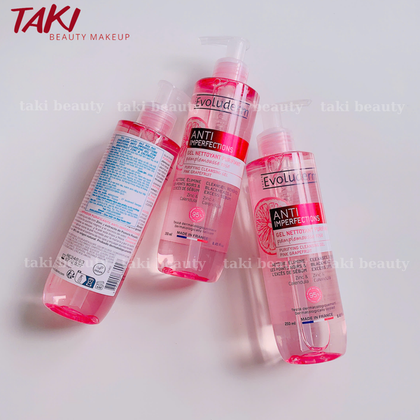 Gel Rửa Mặt Làm Sạch Da Evoluderm Anti Imperfections Purifying Cleansing Gel Pink Grapefruit ZinC & Calendula 250ml