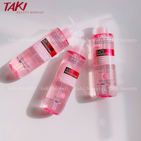 Gel Rửa Mặt Làm Sạch Da Evoluderm Anti Imperfections Purifying Cleansing Gel Pink Grapefruit ZinC & Calendula 250ml