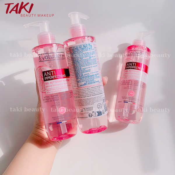 Gel Rửa Mặt Làm Sạch Da Evoluderm Anti Imperfections Purifying Cleansing Gel Pink Grapefruit ZinC & Calendula 250ml