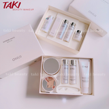  [ Tem LG ] Set Dưỡng Trắng Da Ohui Extreme White MelaToning Dark Spot Ampoule Essence (4 món) 