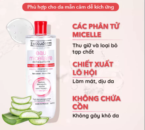 Nước Tẩy Trang Evoluderm Eau Micellaire 250ml - 500ml