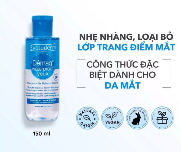 Nước Tẩy Trang Mắt và Môi Evoluderm Waterproof Eye Make-Up Remover 150ml