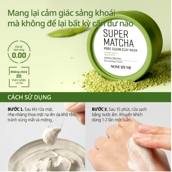 Mặt Nạ Đất Sét Some By Mi Trà Xanh Super Matcha Pore Clean Clay Mask 100g