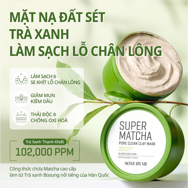 Mặt Nạ Đất Sét Some By Mi Trà Xanh Super Matcha Pore Clean Clay Mask 100g