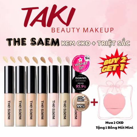 Kem Che Khuyết Điểm The Saem Cover Perfection Tip Concealer SPF28 PA++ 6.5g [mua 2 CKĐ tặng 1 mút mini]