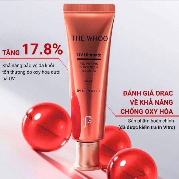 [ Tem LG ] Bộ Kem Chống Nắng The Whoo UV Ultimate Red Vitamin Sunscreen SPF 50+ PA++++ (3 món)