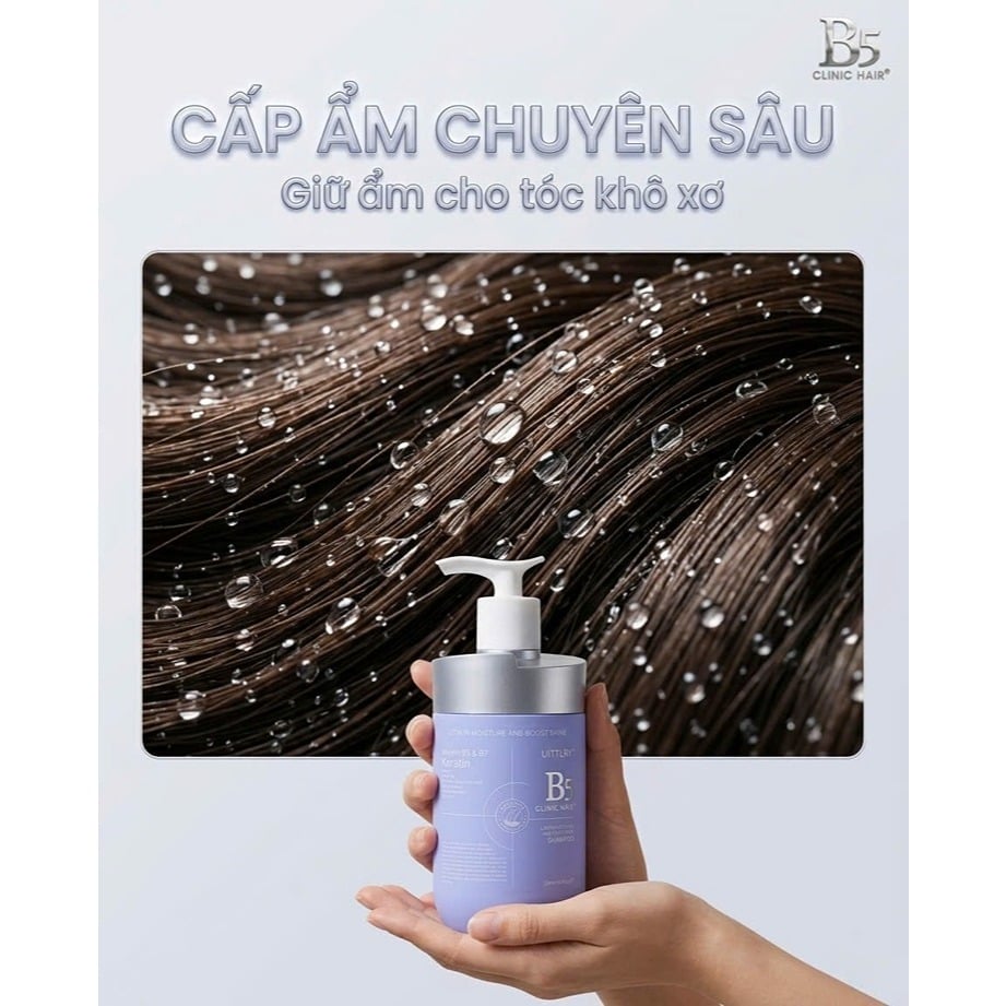  Bộ Gội Xả B5 Clinic Hair UITTLRY Anti-Loss/Moisture And Boost Shine Nourishing Shampoo Giảm Rụng Phục Hồi 500ml 