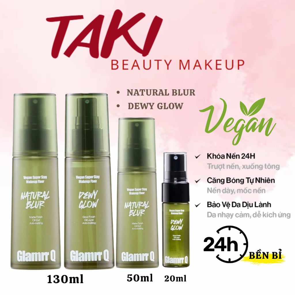 Xịt Khóa Nền Thuần Chay Glamrr Q Vegan Super Stay Makeup Fixer 50ml/130ml