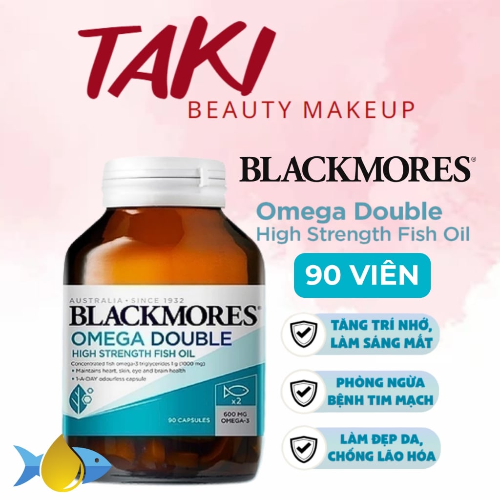 [Hàng Công Ty] Viên Uống Dầu Cá Omega Hỗ Trợ Cho Tim, Mắt, Da Blackmores Double Omega High Strength 90 Viên
