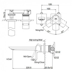 Vòi chậu gắn tường TOTO TLG02311BB
