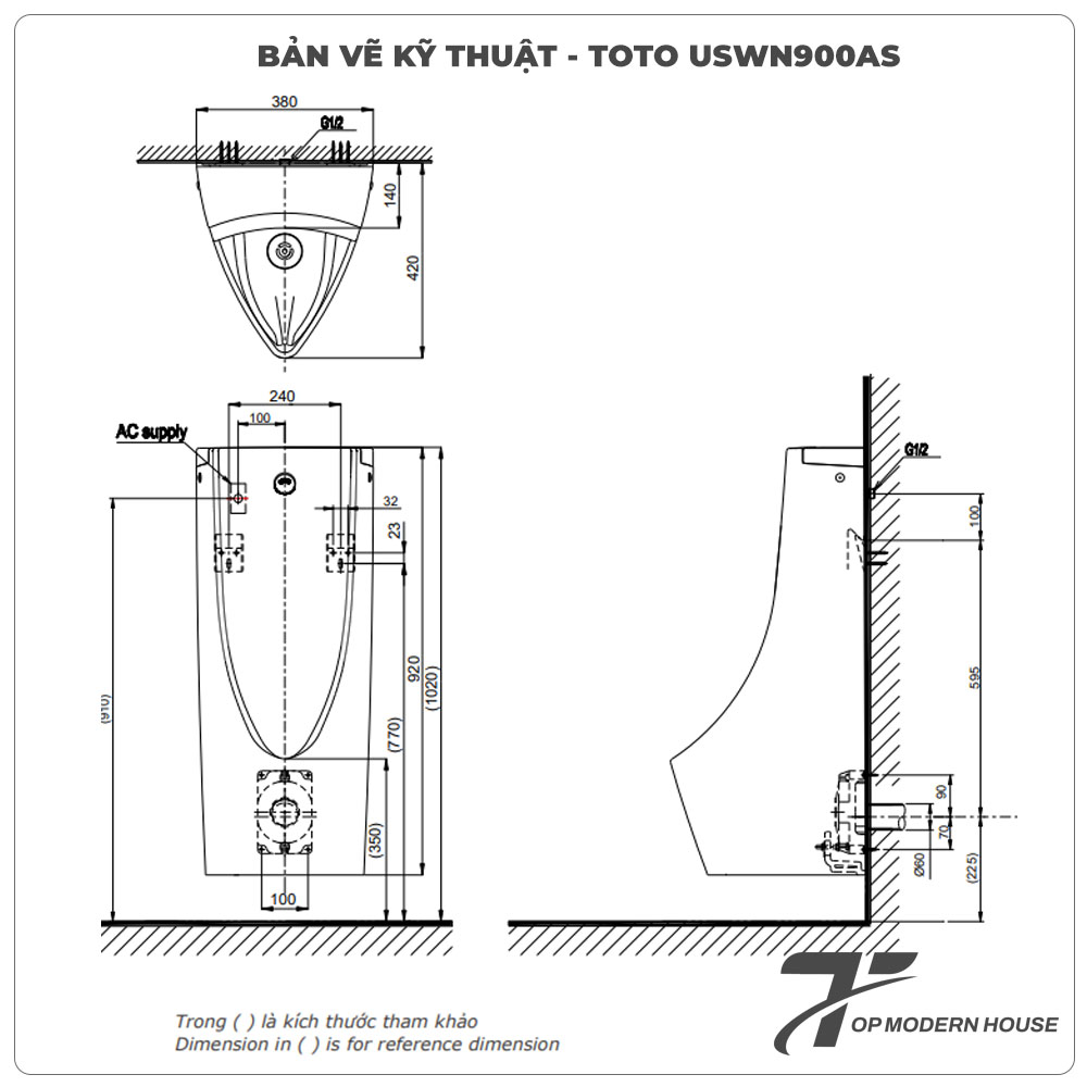 Bồn tiểu nam cảm ứng TOTO USWN900AE/HHF90603
