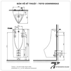 Bồn tiểu nam TOTO USWN900AS kèm van cảm ứng tự động