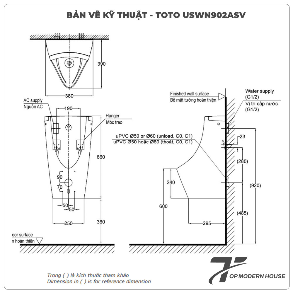 Bồn tiểu nam cảm ứng TOTO USWN902ASV