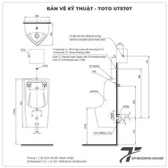 Bồn tiểu nam TOTO UT570T (Đường cấp nước phía trên)