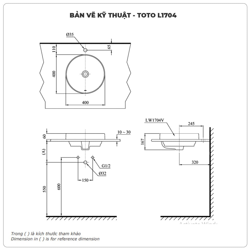 Lavabo đặt bàn TOTO L1704