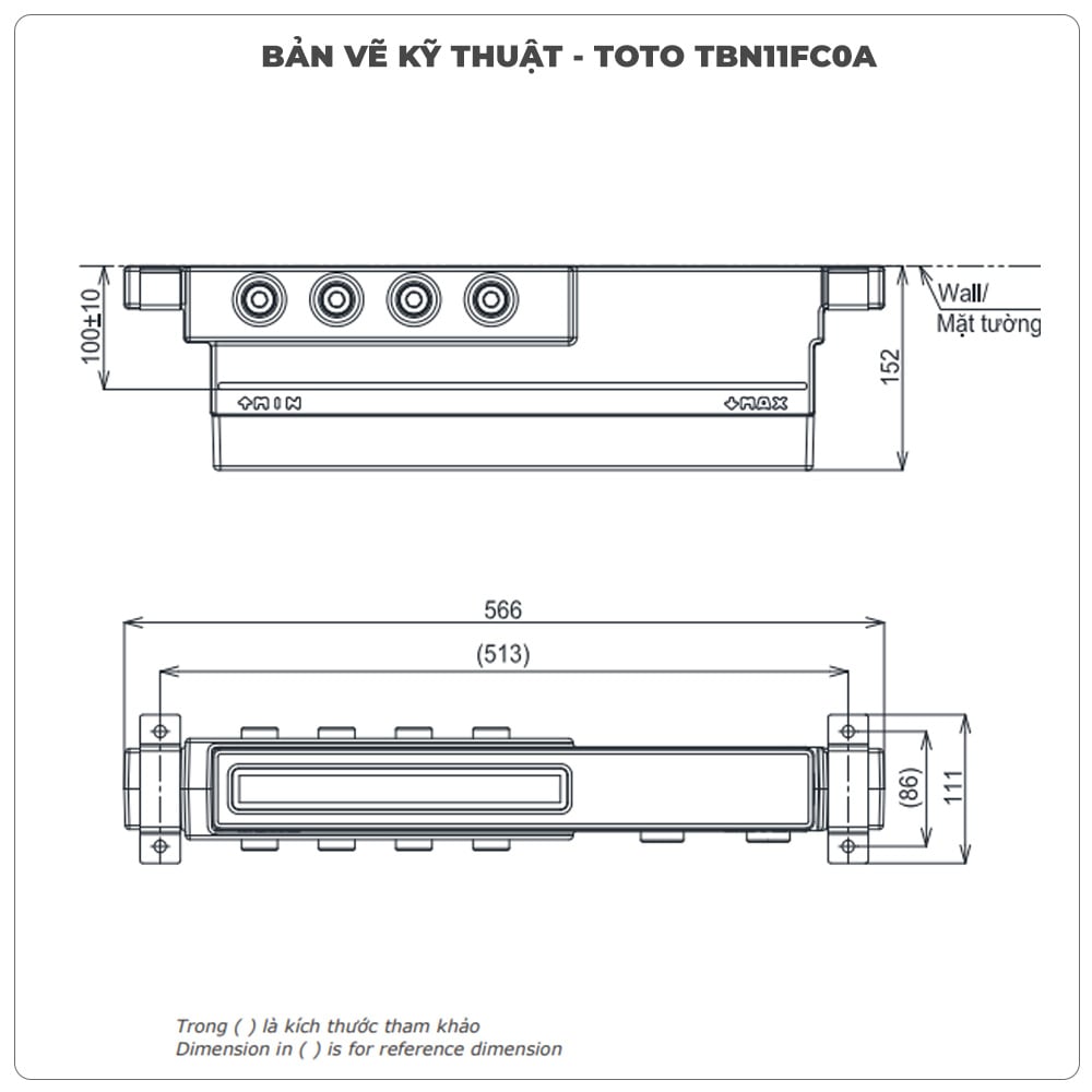 Van âm tường 4 đường nước TOTO TBN11FC0A