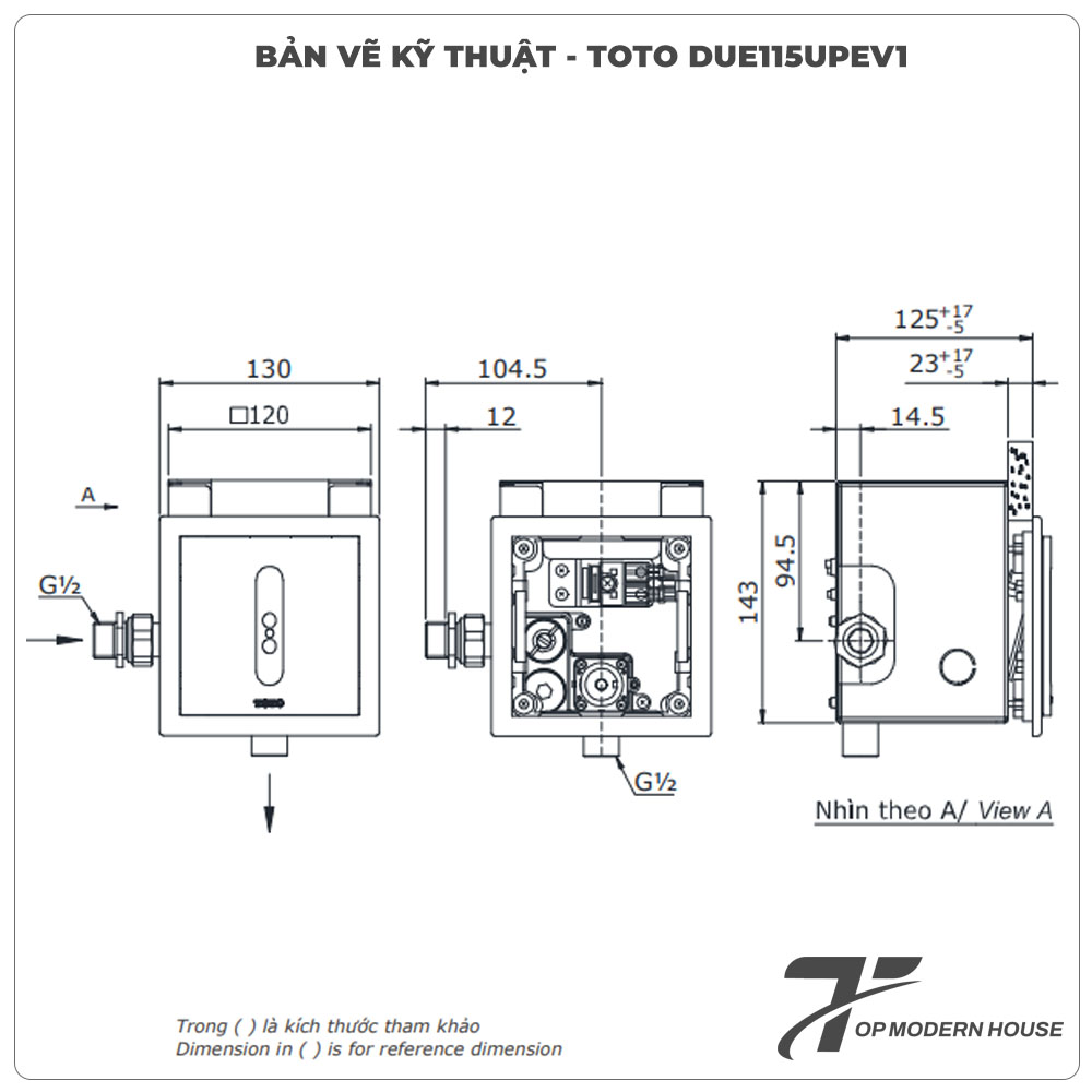Van xả cảm ứng tiểu nam TOTO DUE115UPEV1