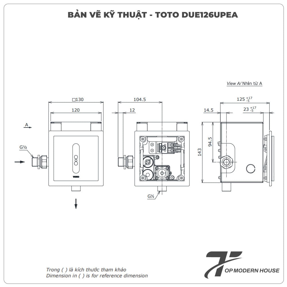 Van xả cảm ứng tiểu nam TOTO DUE126UPEA (mã cũ DUE126UPE) (Điện)