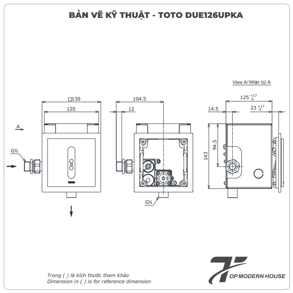 Van xả cảm ứng tiểu nam TOTO DUE126UPKA (mã cũ DUE126UPK) (Dùng pin)