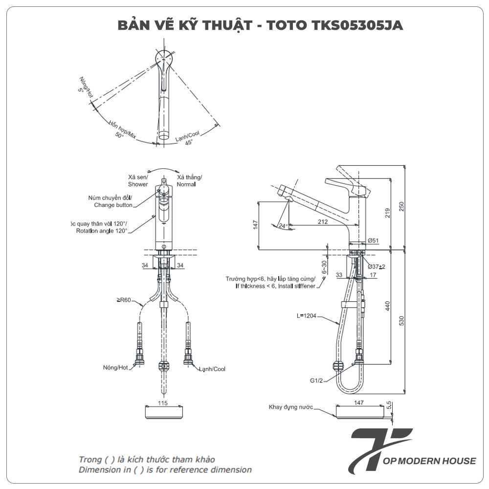 Vòi rửa bát TOTO TKS05305JA nóng lạnh