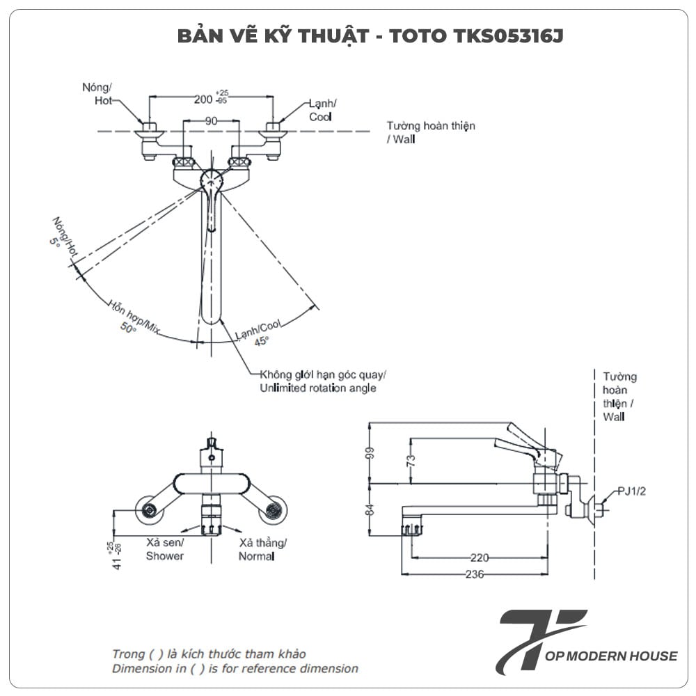 Vòi rửa bát TOTO TKS05316J nóng lạnh