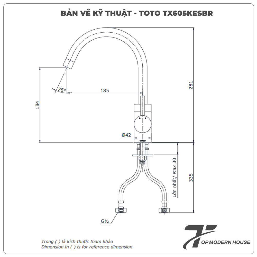 Vòi rửa bát TOTO TX605KESBR nóng lạnh