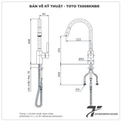 Vòi rửa bát nóng lạnh rút dây TOTO TX608KNBR
