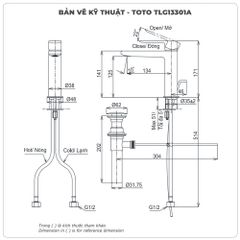 Vòi lavabo nóng lạnh TOTO TLG13301A