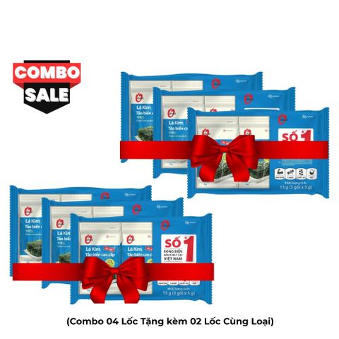 [HÀ ĐÔNG] Combo 4 Lốc Lá Kim Tảo Biển Cao Cấp Miwon 5g Tặng 2 Lốc Cùng Loại