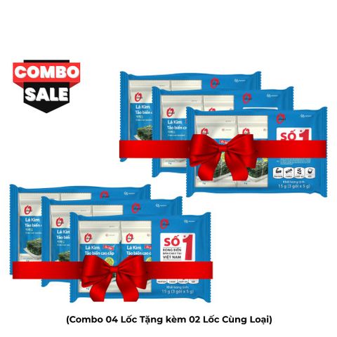 [BÌNH TÂN] Combo 4 Lốc Lá Kim Tảo Biển Cao Cấp Miwon 5g Tặng 2 Lốc Cùng Loại