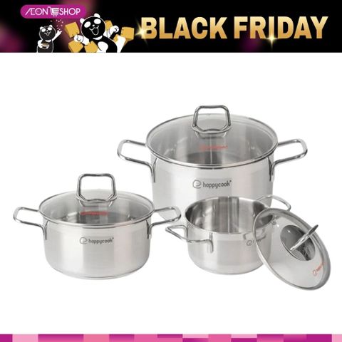 [HÀ ĐÔNG] Bộ Nồi Inox 5 Đáy Happy Cook Penta HCS-PT06