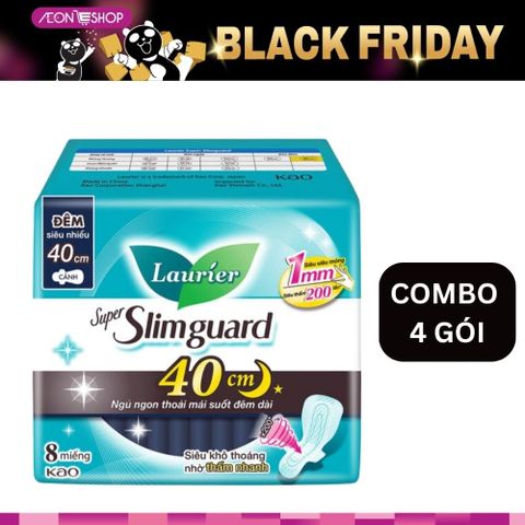 [HÀ ĐÔNG] Combo 4 Băng Vệ Sinh Laurier Ban Đêm Siêu Mỏng 1mm 40cm 8 Miếng