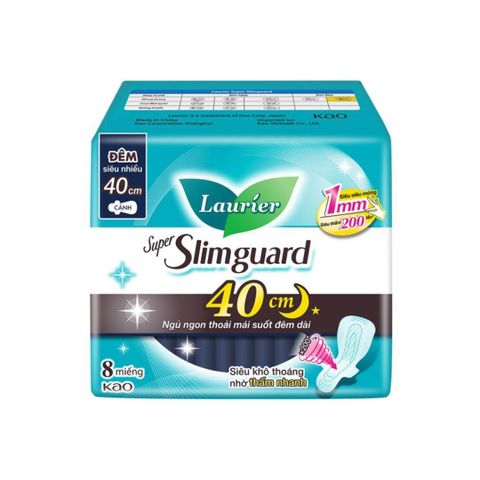 [BÌNH TÂN] Combo 4 Băng Vệ Sinh Laurier Ban Đêm Siêu Mỏng 1mm 40cm 8 Miếng