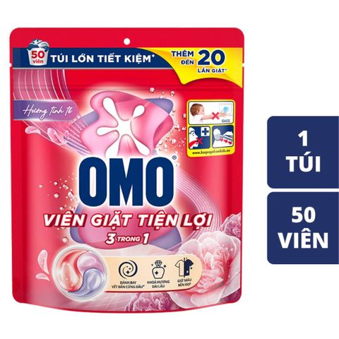[HÀ ĐÔNG] Viên Giặt 3in1 Omo Gói 50 Viên x 10.5g - Hương Tinh Tế/Hương Tươi Mát