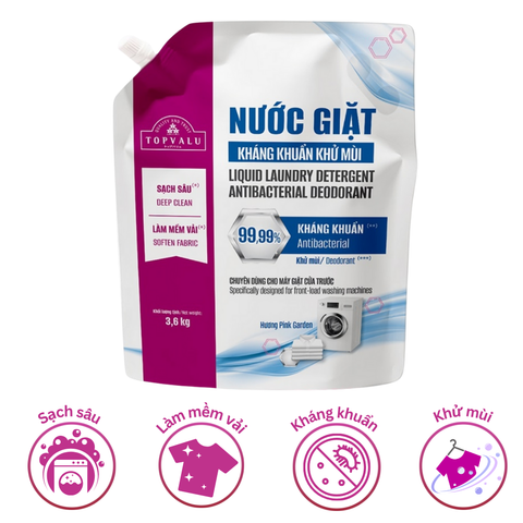 [HÀ ĐÔNG] Combo 4 Nước Giặt Topvalu Hương Nước Hoa Cho Máy Giặt Cửa Trước 3.6kg