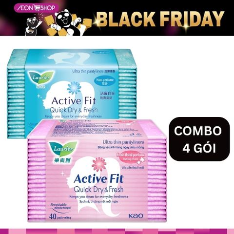 [BÌNH TÂN] Combo 4 Gói Băng Vệ Sinh Hàng Ngày Laurier 40 Miếng Có Hương/Hương Hoa
