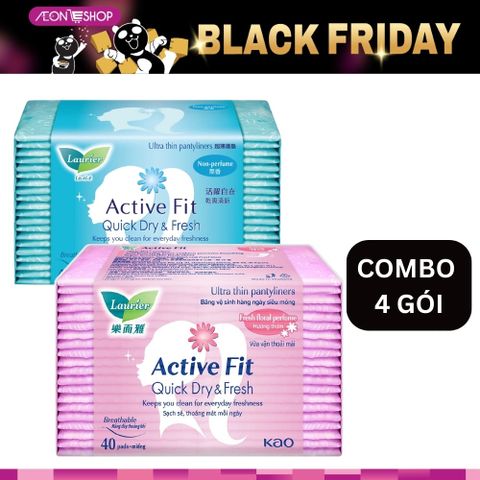 [HÀ ĐÔNG] Combo 4 Gói Băng Vệ Sinh Hàng Ngày Laurier 40 Miếng Có Hương/Hương Hoa