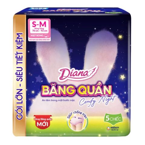 [HÀ ĐÔNG] Combo Băng Vệ Sinh Dạng Quần Diana Comfy Night Size S-M/M-L 5 Miếng